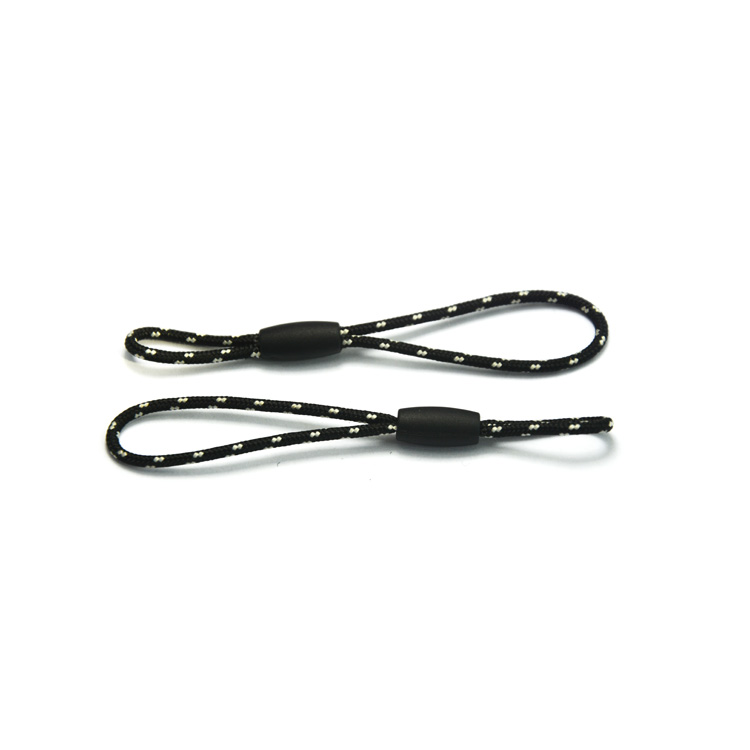 reflective string zip pull tab