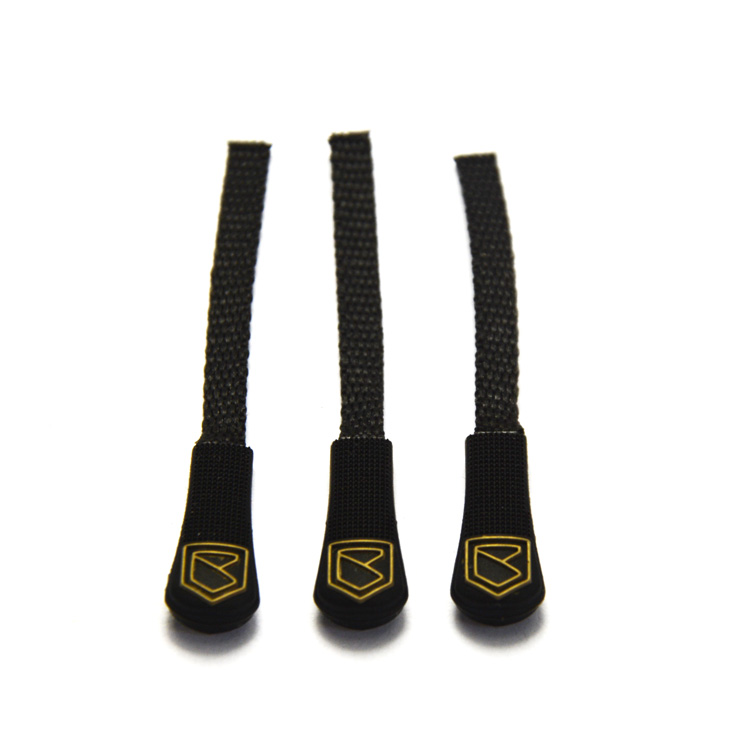 woven zip pull tab with logo